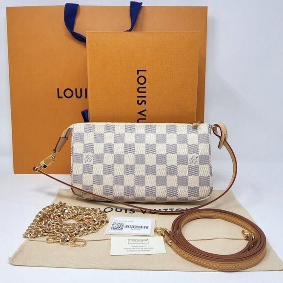 LOUIS VUITTON Pochette Accessoires Damier Azur Pouch Bag Crossbody M41207 NWT - Picture 2 of 12